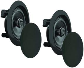 img 1 attached to 🔊 Pyle PDIC51RDBK Ceiling Wall Mount Speakers - 5.25” Pair of 2-Way Midbass Woofer Speaker 1'' Polymer Dome Tweeter Flush Design with 80Hz - 20kHz Frequency Response & 150 Watts Peak Power - Easy Installation