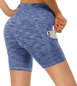 img 3 attached to Heathyoga Women's High Waist Biker Shorts with Pockets - Ideal for Yoga, Workouts, and Running