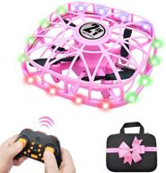 florld pink hand operated drone for kids - led mini motion sensing rc quadrotor with carrying case - indoor and outdoor ufo flying ball - perfect gift for boys and girls logo