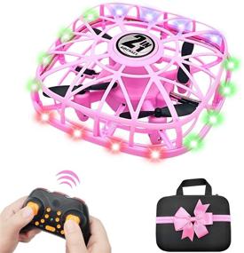 img 4 attached to FLoRLD Pink Hand Operated Drone for Kids - LED Mini Motion Sensing RC Quadrotor with Carrying Case - Indoor and Outdoor UFO Flying Ball - Perfect Gift for Boys and Girls