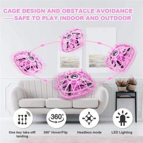 img 3 attached to FLoRLD Pink Hand Operated Drone for Kids - LED Mini Motion Sensing RC Quadrotor with Carrying Case - Indoor and Outdoor UFO Flying Ball - Perfect Gift for Boys and Girls