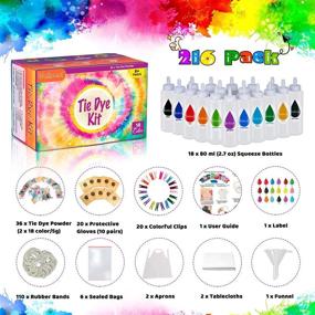 img 3 attached to Habool Tie Dye Kit: 36 Dye Packets, 18 Colors for Kids and Adults | Large Capacity Bottles (80ml/2.7oz) | All-in-1 DIY Fabric Dye for T-Shirts, Scarfs, Bags, Socks, Hats