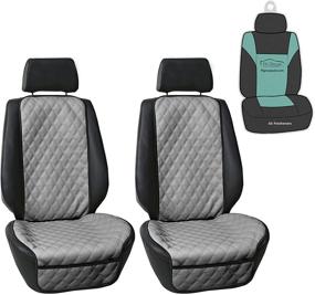 img 4 attached to 🚗 Gray FH Group PU Faux Leather Luxury Diamond Design Front Set Car Seat Protectors, Airbag Compatible, Universal Fit for Cars, Trucks & SUVs with Gift