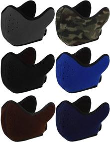 img 4 attached to 🧣 6-Piece Winter Face Mask Set - Double Layer Fleece, Windproof Mouth Masks with Earmuffs for Outdoor Activities (Black, Dark Grey, Dark Blue, Camouflage, Brown, Navy Blue)