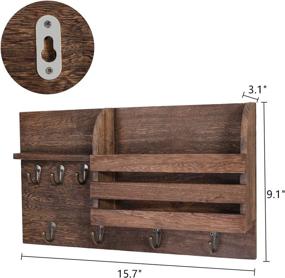 img 3 attached to 📬 YCOCO Wall Mail Organizer Key Holder with 7 Hooks – Stylish Wall Mounted Mail Sorter, Coat Rack, and Entryway Organizer with Floating Shelf in Brown