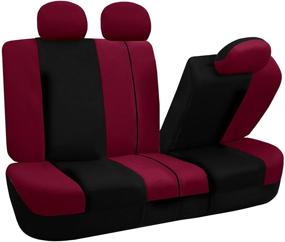 img 2 attached to FH Group FB030BURGUNDY-COMBO Seat Cover Combo Set With Steering Wheel Cover And Seat Belt Pad (Airbag Compatible And Split Bench Burgundy)