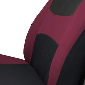 img 1 attached to FH Group FB030BURGUNDY-COMBO Seat Cover Combo Set With Steering Wheel Cover And Seat Belt Pad (Airbag Compatible And Split Bench Burgundy)