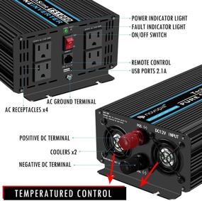 img 2 attached to 🔌 Novopal 1000W Pure Sine Wave Power Inverter, 12V DC to 110V/120V AC Converter with 4 AC Outlets, 1 USB Port, 16.4ft Remote Control, and Dual Cooling Fans - 5th Gen Upgrade