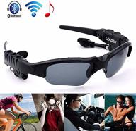 🕶️ black bluetooth mp3 sunglasses with polarized lenses, v4.1 stereo handfree headphone for iphone, samsung, smartphone or pc by leaden wireless logo
