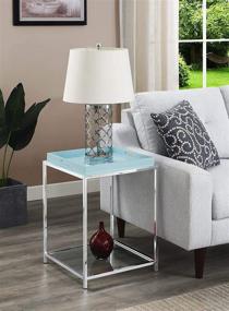 img 1 attached to 💚 Convenience Concepts Palm Beach Sea Foam End Table: Removable Trays & Shelf