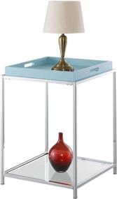 img 2 attached to 💚 Convenience Concepts Palm Beach Sea Foam End Table: Removable Trays & Shelf