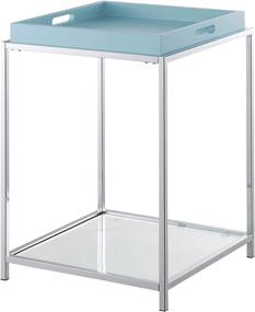 img 3 attached to 💚 Convenience Concepts Palm Beach Sea Foam End Table: Removable Trays & Shelf