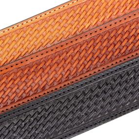 img 2 attached to Exquisite English Bridle Basketweave Ranger Medium Men's Belts - Supreme Style and Quality Accessories