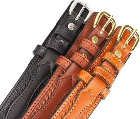 img 3 attached to Exquisite English Bridle Basketweave Ranger Medium Men's Belts - Supreme Style and Quality Accessories