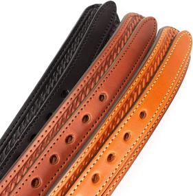 img 1 attached to Exquisite English Bridle Basketweave Ranger Medium Men's Belts - Supreme Style and Quality Accessories