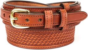 img 4 attached to Exquisite English Bridle Basketweave Ranger Medium Men's Belts - Supreme Style and Quality Accessories