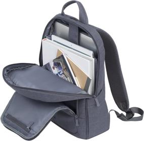 img 3 attached to 💻 Рюкзак для ноутбука Rivacase 7560: компактный, легкий и водонепроницаемый серого цвета для устройств диагональю 15.6 дюймов.