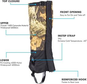 img 3 attached to Waterproof Leg Gaiters for Boots - Ideal for Hiking, Climbing, Hunting, and Snow Activities - High Leg Gaiters for Men and Women