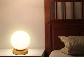 img 3 attached to 🏮 NIOSTA Glass Ball Table Lamp: Warm White 3000K Globe Lamp with LED Bulb, Wooden Base, and Glass Cover - Perfect for Bedroom, Living Room, Bookshelf Reading, and More