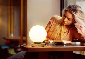 img 4 attached to 🏮 NIOSTA Glass Ball Table Lamp: Warm White 3000K Globe Lamp with LED Bulb, Wooden Base, and Glass Cover - Perfect for Bedroom, Living Room, Bookshelf Reading, and More