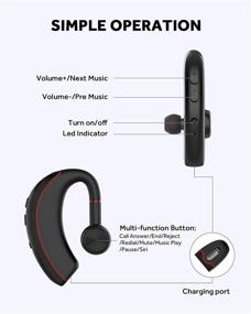 img 3 attached to 🎧 Bluetooth-гарнитура Yamipho Red - Bluetooth 5.0 наушник с микрофоном, 12 часов разговора, беспроводные бизнес-наушники и наушники для iPhone, Android, ноутбук - подходит для правого/левого уха, водительские наушники.