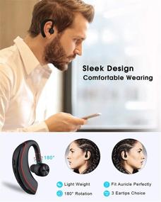 img 2 attached to 🎧 Bluetooth-гарнитура Yamipho Red - Bluetooth 5.0 наушник с микрофоном, 12 часов разговора, беспроводные бизнес-наушники и наушники для iPhone, Android, ноутбук - подходит для правого/левого уха, водительские наушники.