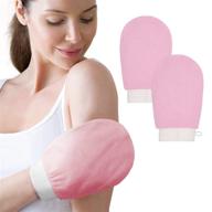 🍑 peachyglo korean exfoliating glove for body - 2pcs set: viscose deep exfoliating mitts for softer, youthful, and silky skin, gentle body scrubber for keratosis pilaris logo