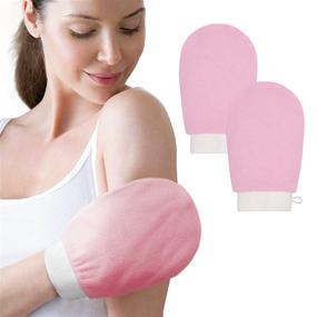 img 4 attached to 🍑 PEACHYGLO Korean Exfoliating Glove for Body - 2Pcs Set: Viscose Deep Exfoliating Mitts for Softer, Youthful, and Silky Skin, Gentle Body Scrubber for Keratosis Pilaris