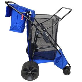 img 2 attached to Продукт EasyGo Beach Cart Deluxe — сверхмощная складная тележка Дизайн пляжной тележки — большие колеса для песка — вмещает 4 шезлонга — сумка для хранения — держатель для пляжного зонта — съемная пляжная сумка — сплошной синий