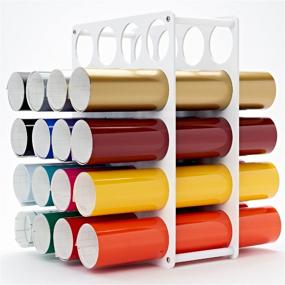 img 4 attached to 📦 High-Capacity Lightweight Acrylic Vinyl Roll Holder with 20 Holes - Sturdy Storage Solution (White)