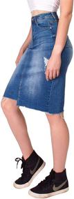 img 3 attached to FashionMille Casual Distress Washed Skirt FWS1116 MEDIUM S Women's Clothing