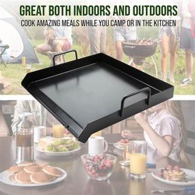 img 2 attached to 🔥 Hike Crew Single Burner Outdoor Stove Non-Stick Griddle - Pre-seasoned Camping Skillet Pan with Easy-Clean Surface, Oil Reservoir & Grease Cup, Raised Edges, Built-In Handles & Carry Bag - 19” x 17” Enhanced SEO