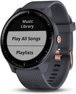 обновленный garmin vivoactive 3 music, гранитно-синий с розовым золотом - мировая версия с функцией хранения музыки, встроенными спортивными приложениями, автоматической синхронизацией и поддержкой spotify. логотип