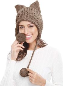 img 1 attached to 🐱 Warm & Adorable: Bellady Winter Cute Cat Ears Knit Hat with Ear Flap - Perfect Ear Flap Crochet Beanie