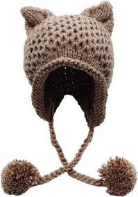 img 4 attached to 🐱 Warm & Adorable: Bellady Winter Cute Cat Ears Knit Hat with Ear Flap - Perfect Ear Flap Crochet Beanie