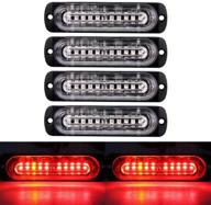 xt auto led strobe warning light 4.4-inch ultra thin slim 10 led light head - reliable emergency hazard beacon caution flashing police lights for truck car pickup vehicle - red 4-pack logo