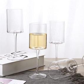 img 1 attached to 🍷 Premium Crystal Square Wine Glass Set of 4 - Hand Blown Large Red or White Wine Glasses, 15oz, Perfect for Weddings, Anniversaries, Christmas - Ideal for Men and Women