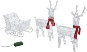 img 1 attached to Illuminate your Christmas with Lights4fun Battery Operated Reindeer & Sleigh Acrylic Light Up Figures Decoration