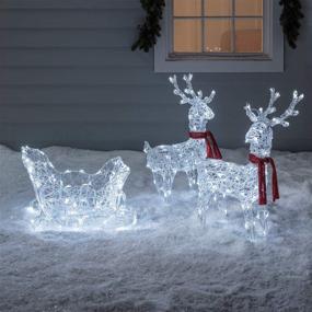 img 2 attached to Illuminate your Christmas with Lights4fun Battery Operated Reindeer & Sleigh Acrylic Light Up Figures Decoration