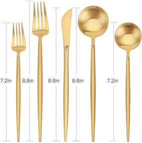 img 3 attached to 🍽️ 20-Piece Matte Gold Silverware Set by SHARECOOK - Stainless Steel Satin Finish Flatware for 4, Ideal Kitchen Utensil Set, Premium Tableware Cutlery for Home and Restaurant