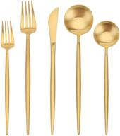 🍽️ 20-piece matte gold silverware set by sharecook - stainless steel satin finish flatware for 4, ideal kitchen utensil set, premium tableware cutlery for home and restaurant logo