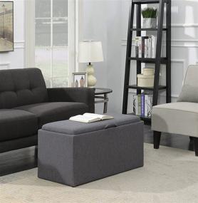 img 1 attached to 🛋️ Convenience Concepts Designs4Comfort Sheridan Storage Bench with 2 Side Ottomans - Soft Gray Fabric: Organize & Relax in Style