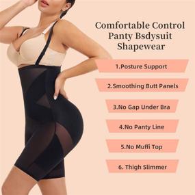 img 1 attached to 🩲 High-Waisted Body Shaper Thigh Slimmer Shorts with Tummy Control - Women's Shapewear