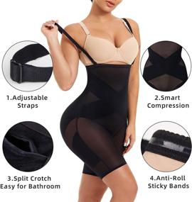 img 3 attached to 🩲 High-Waisted Body Shaper Thigh Slimmer Shorts with Tummy Control - Women's Shapewear