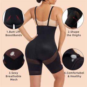 img 2 attached to 🩲 High-Waisted Body Shaper Thigh Slimmer Shorts with Tummy Control - Women's Shapewear