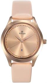 img 4 attached to Женские часы Titan Sparkle с кожаным ремешком и аналоговой функцией даты