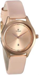 img 3 attached to Женские часы Titan Sparkle с кожаным ремешком и аналоговой функцией даты