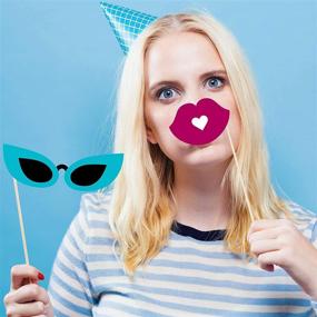 img 1 attached to 🎉 Blue Birthday Photo Booth Props Kit: Glittery Party Favors and Decorations – 30 Easy-to-Assemble Pieces for a Memorable Women's or Girls' Birthday Celebration