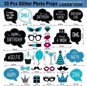 img 3 attached to 🎉 Blue Birthday Photo Booth Props Kit: Glittery Party Favors and Decorations – 30 Easy-to-Assemble Pieces for a Memorable Women's or Girls' Birthday Celebration