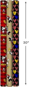 img 2 attached to 🎁 Бумага для упаковки Hallmark Disney с изображением Микки Мауса и линиями для резки - 3 упаковки (60 кв. фт. общего объема): Идеально подходит для дней рождения, Рождества, Хануки, вечеринок для малышей и многого другого!